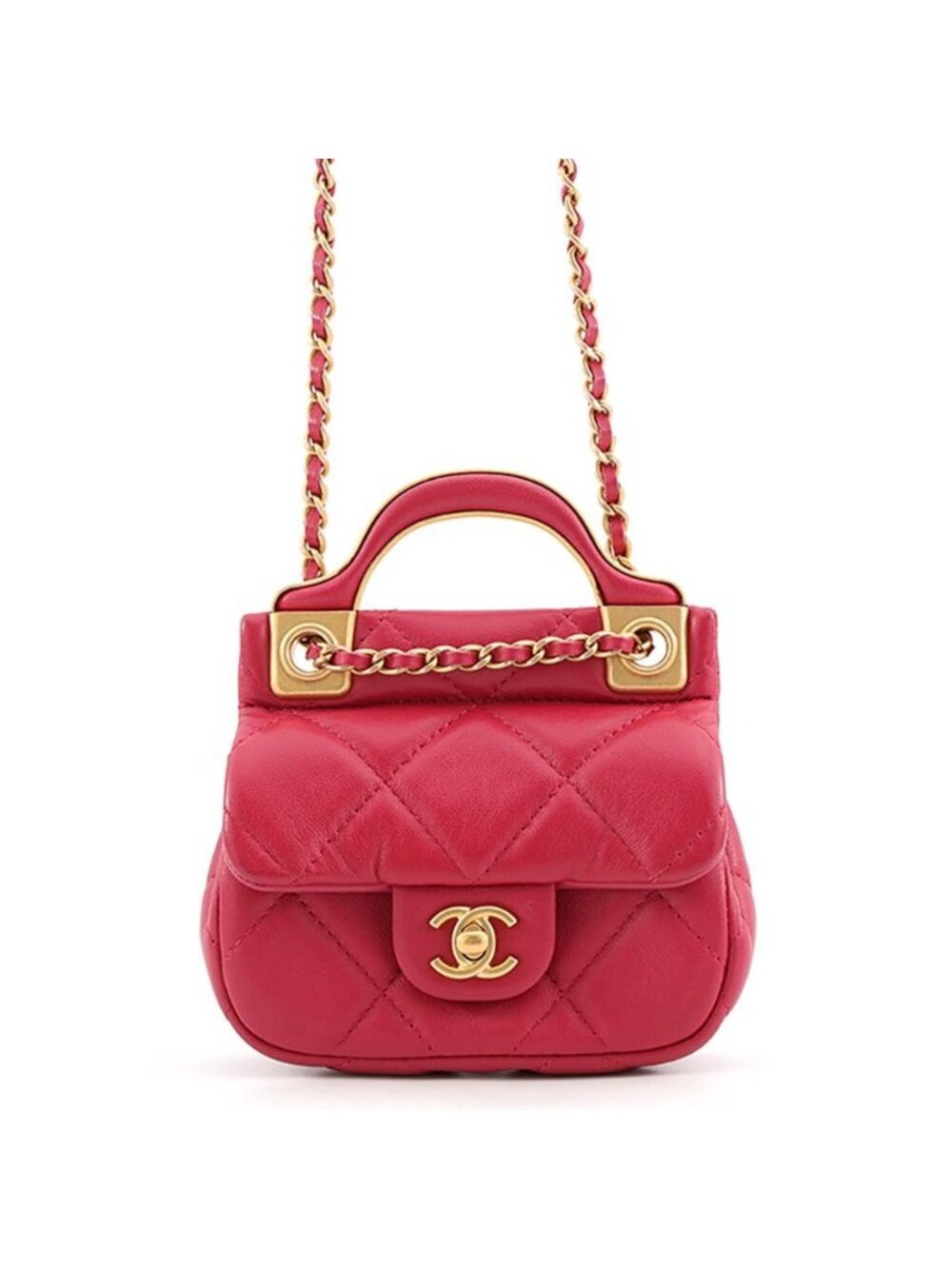 Chanel Chain Shoulder Bag Quilted CC Logo Lambskin